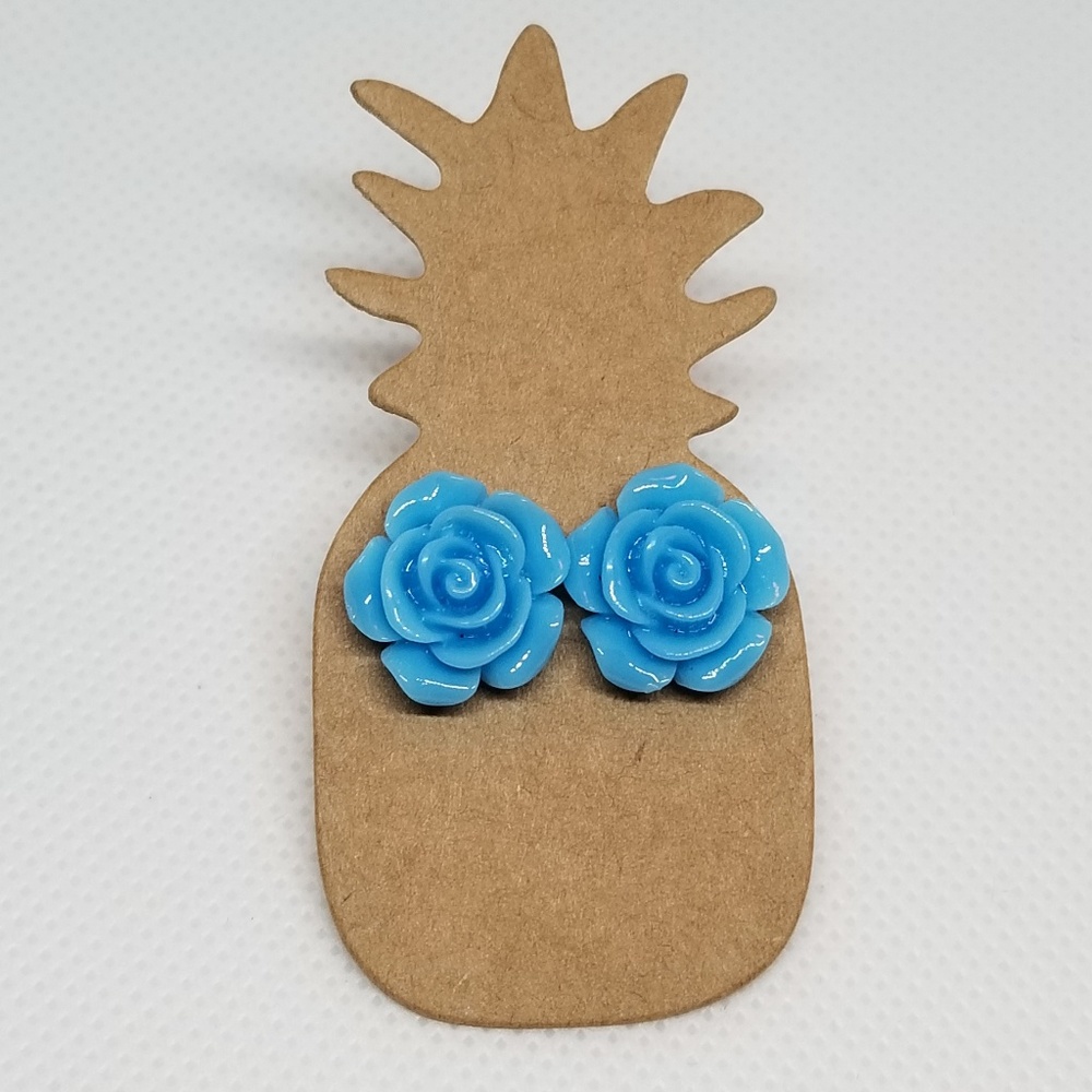 Cabochon Rose Post Earrings